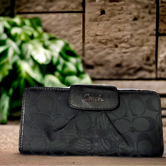 Coach Handbags - 💯Coach Black Monogram Long Wallet 8x4